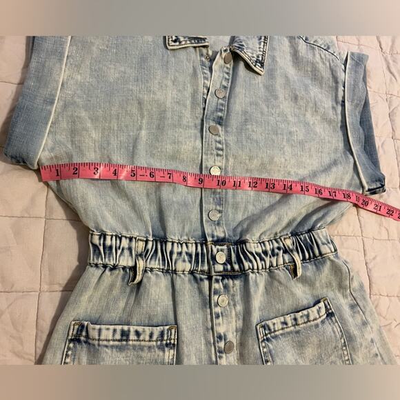 Revolve X Blank NYC Faded Acid Wash Time Zone Slouchy Denim Romper - Small - Picture 6 of 13
